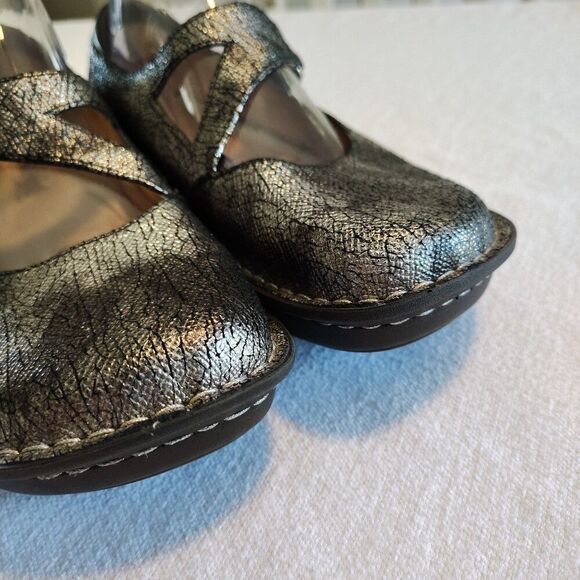 Alegria Silver Black Pewter Mary Jane Shoes Comfort Nurse Women’s 39W US 8.5-9 - Picture 2 of 9